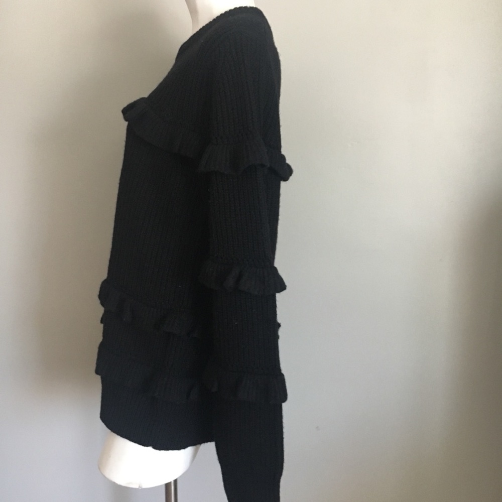 New MICHAEL Michael Kors Ruffle Black Sweater - Picture 4 of 8